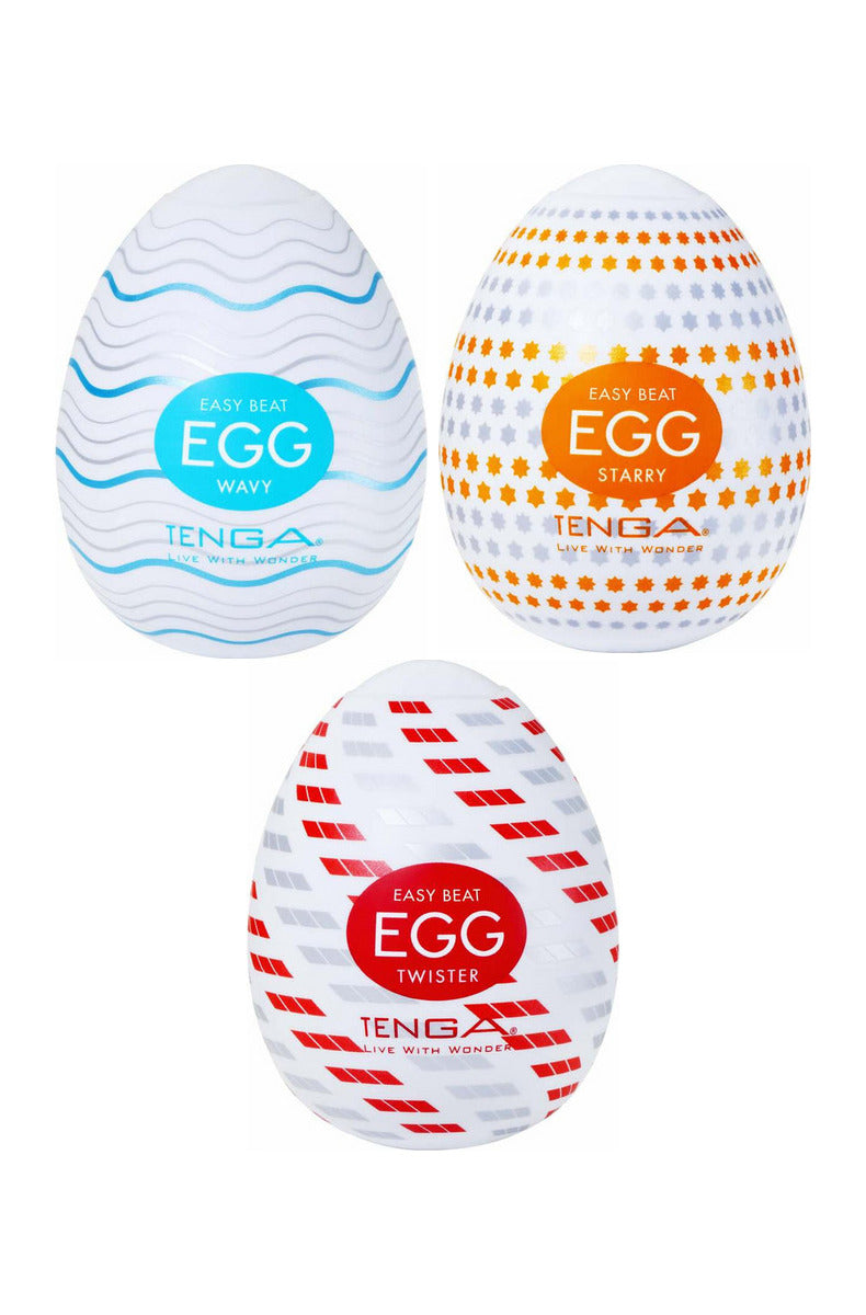 Tenga Egg Wild Trio bundle: Wavy, Twister, and Starry eggs together
