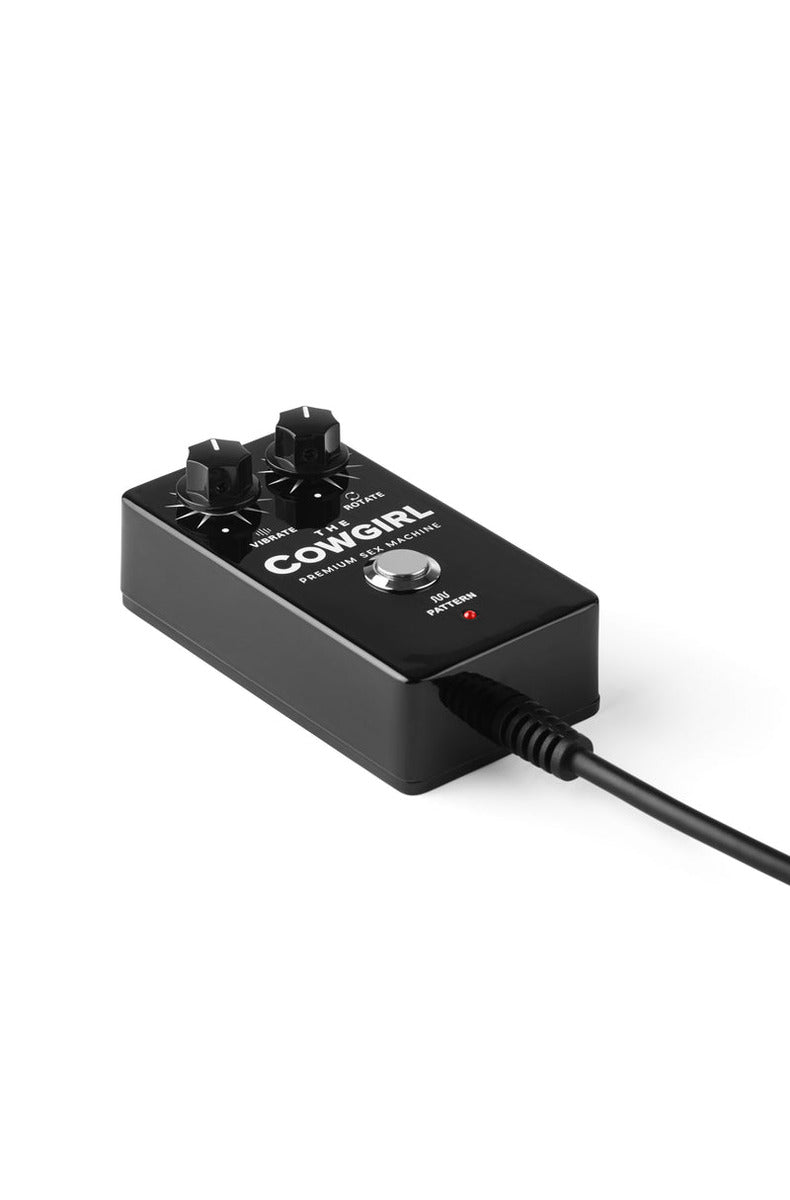 The Cowgirl corded LED remote with vibration, rotation, and pattern controls