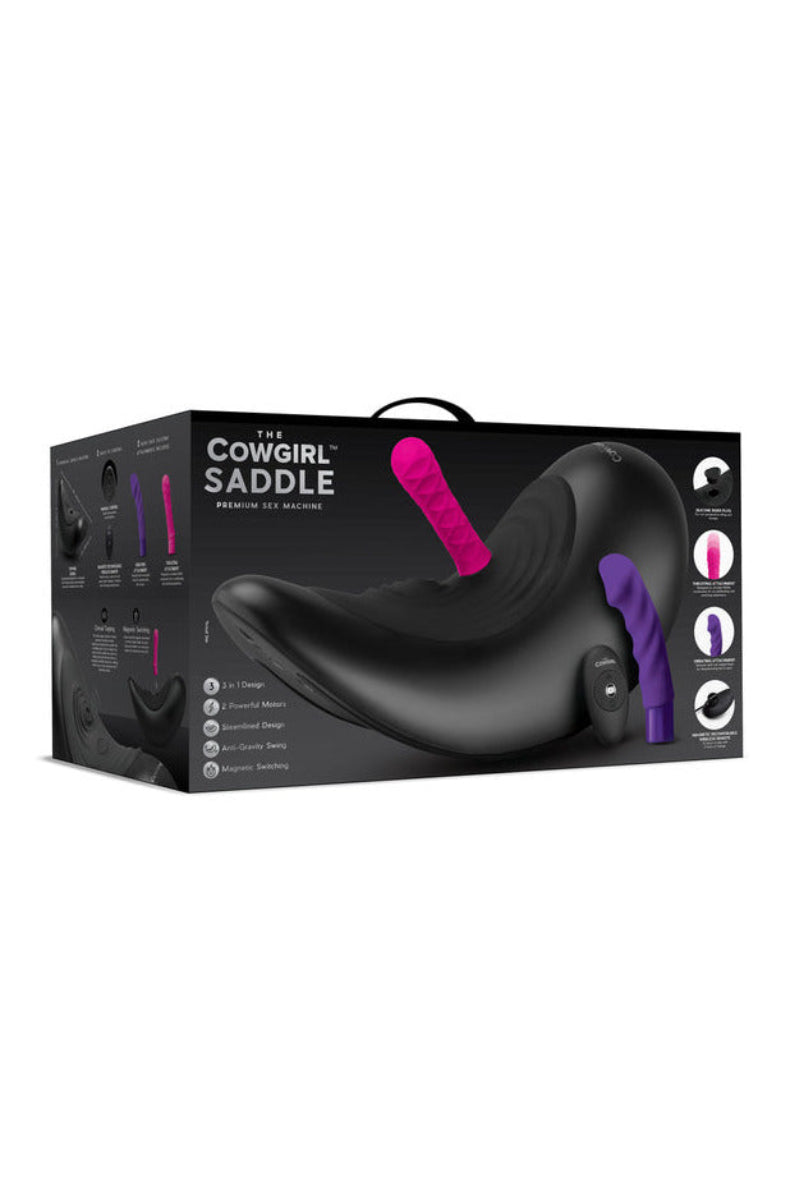 The Cowgirl Saddle premium sex machine packaging box