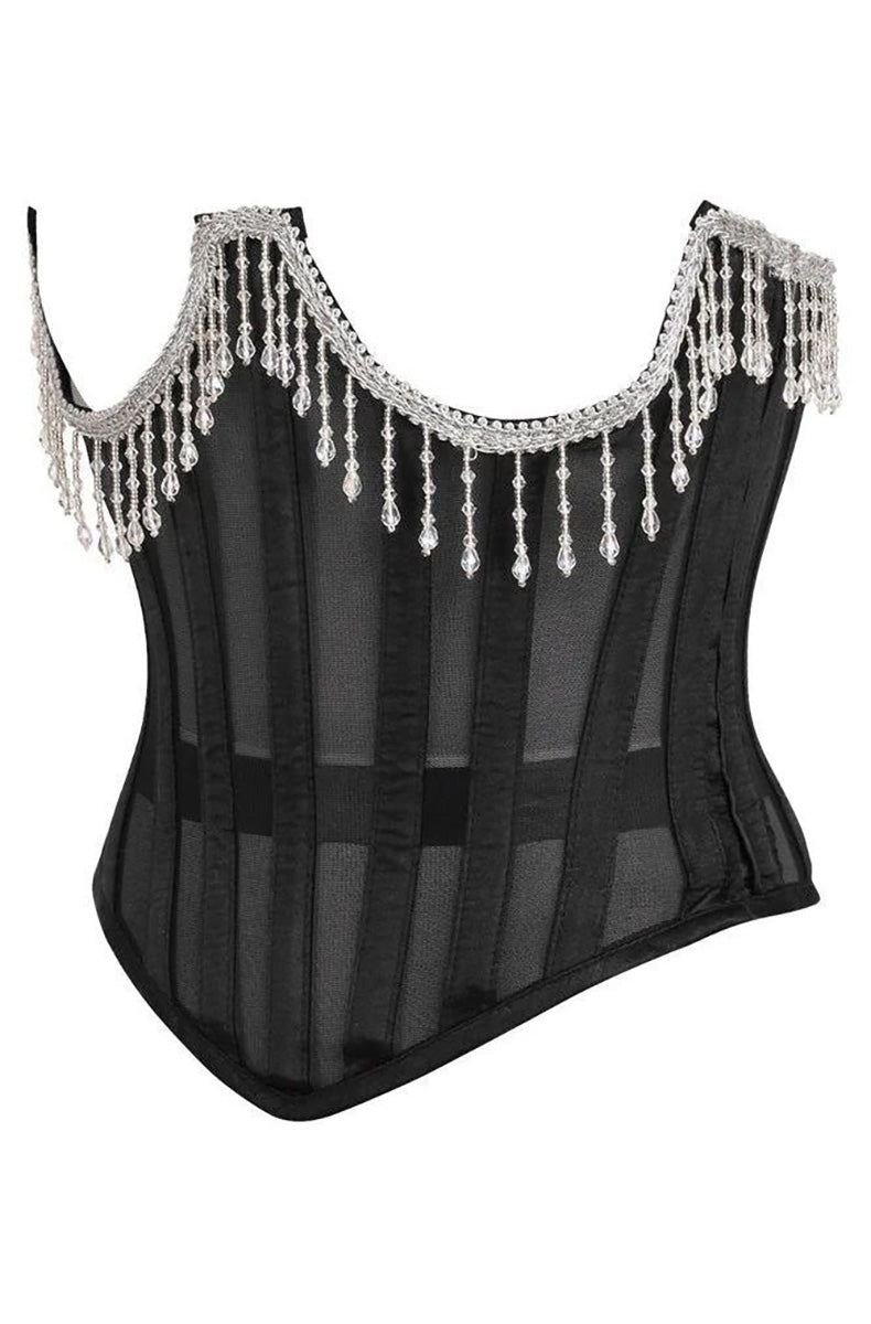 Waist cinching corset creating hourglass silhouette body confidence