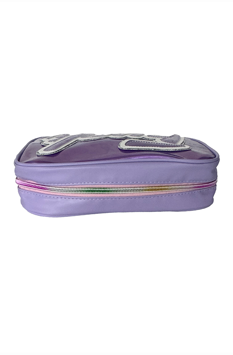fuck holographic travel bag glitter trim cosmetic pouch
