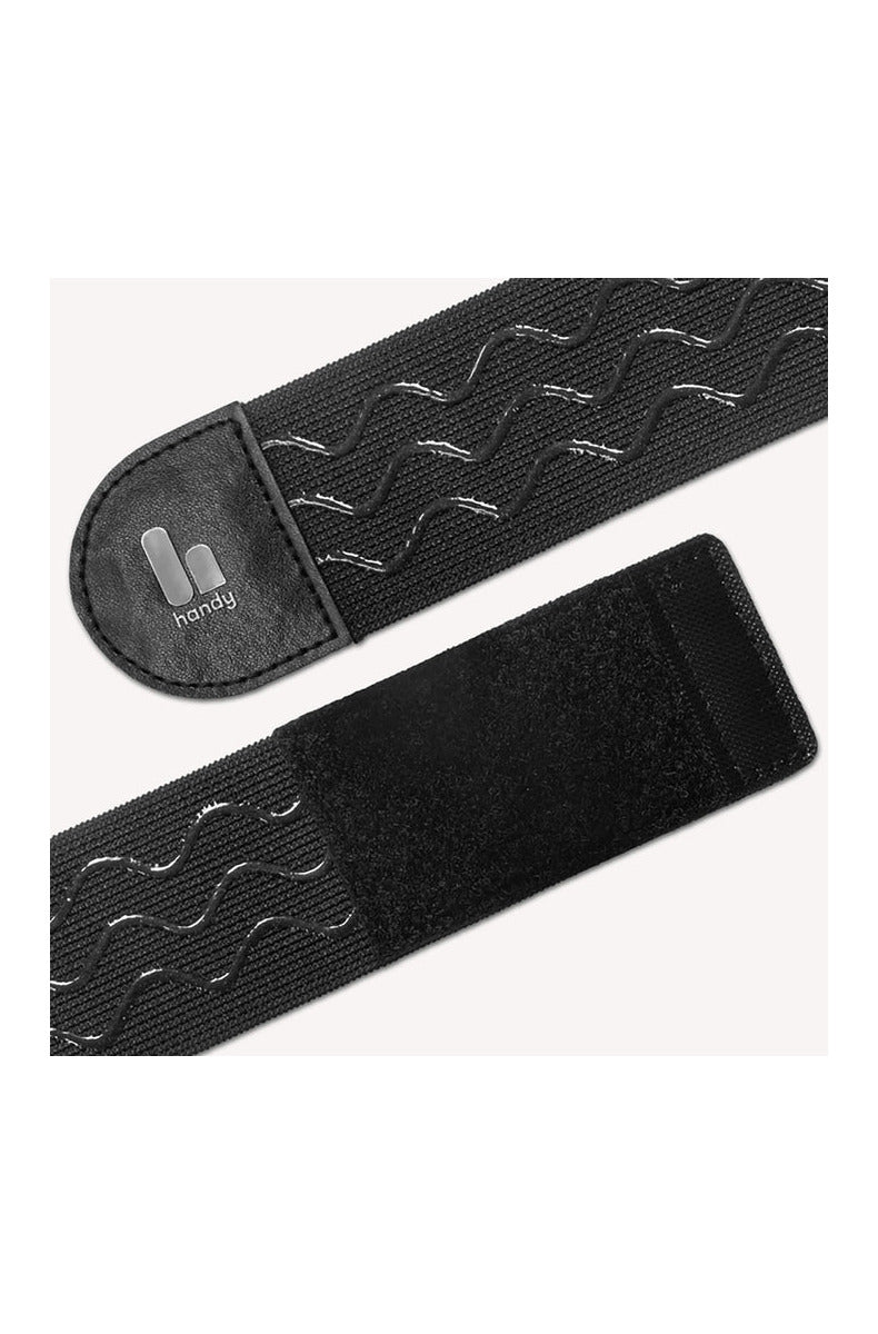 Detail of the Handy TrueGrip Pro Band showing the full-length velcro fastening and anti-slip silicone pattern