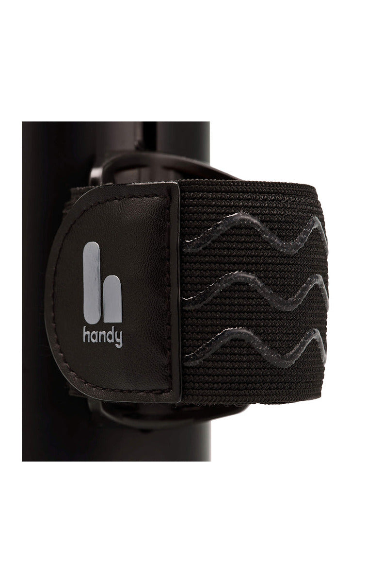 Close-up of the Handy TrueGrip Pro Band wrapped around The Handy showing the wavy anti-slip silicone grip