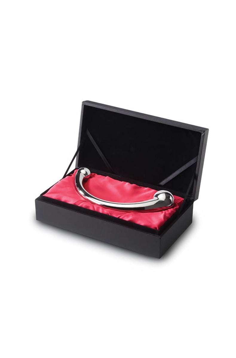 Steel wand in black presentation box with red satin lining