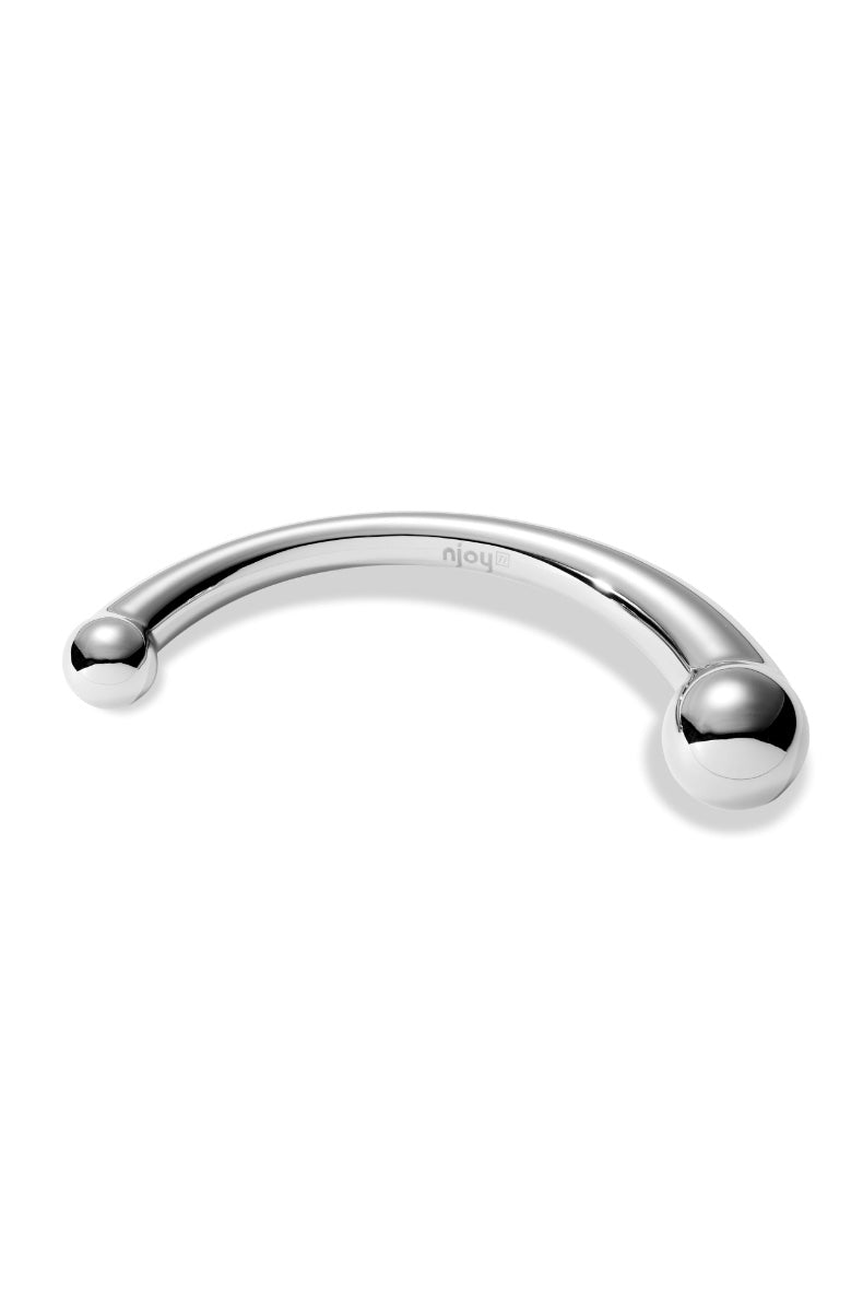 Angled view of steel curved wand showing njoy brand marking