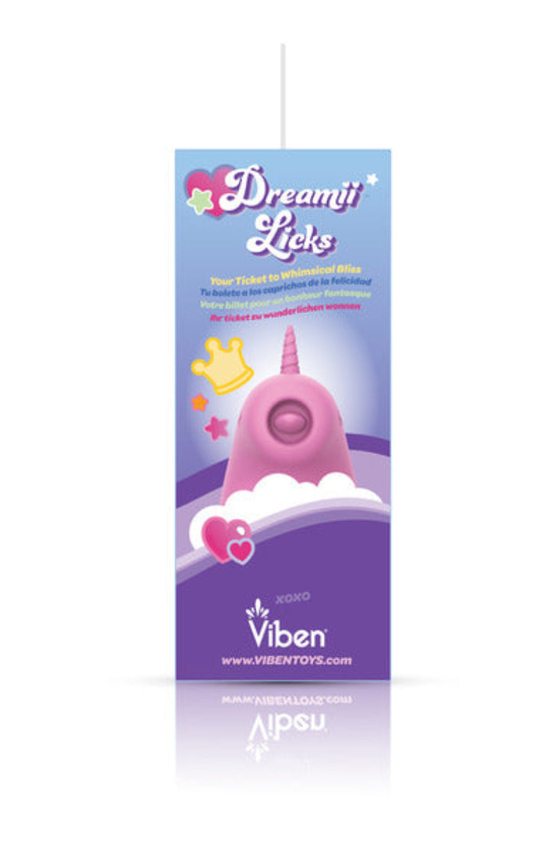 Viben Dreamii Licks unicorn stimulator package, side view