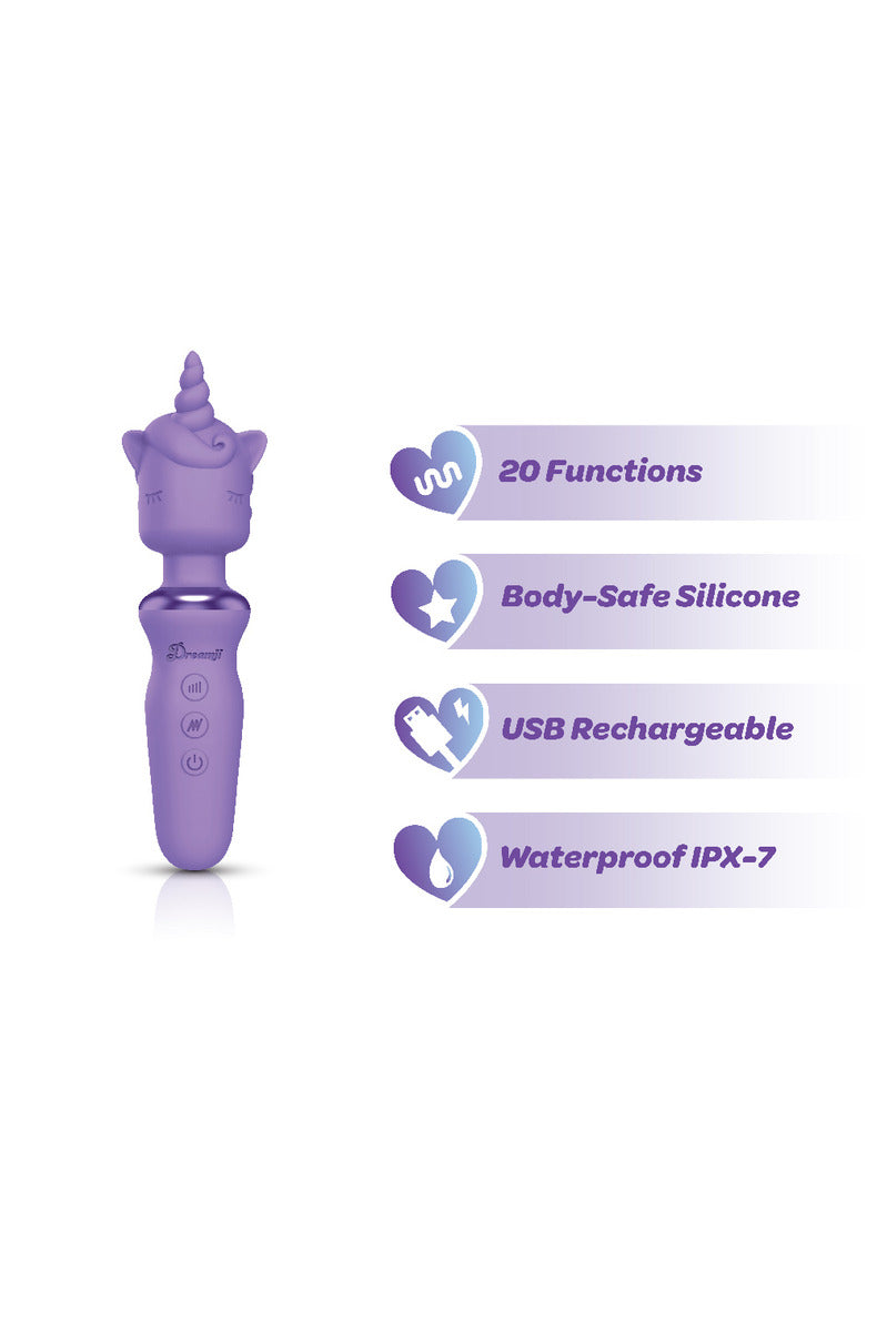 Dreamii Wand features: 20 functions, body-safe silicone, waterproof IPX-7