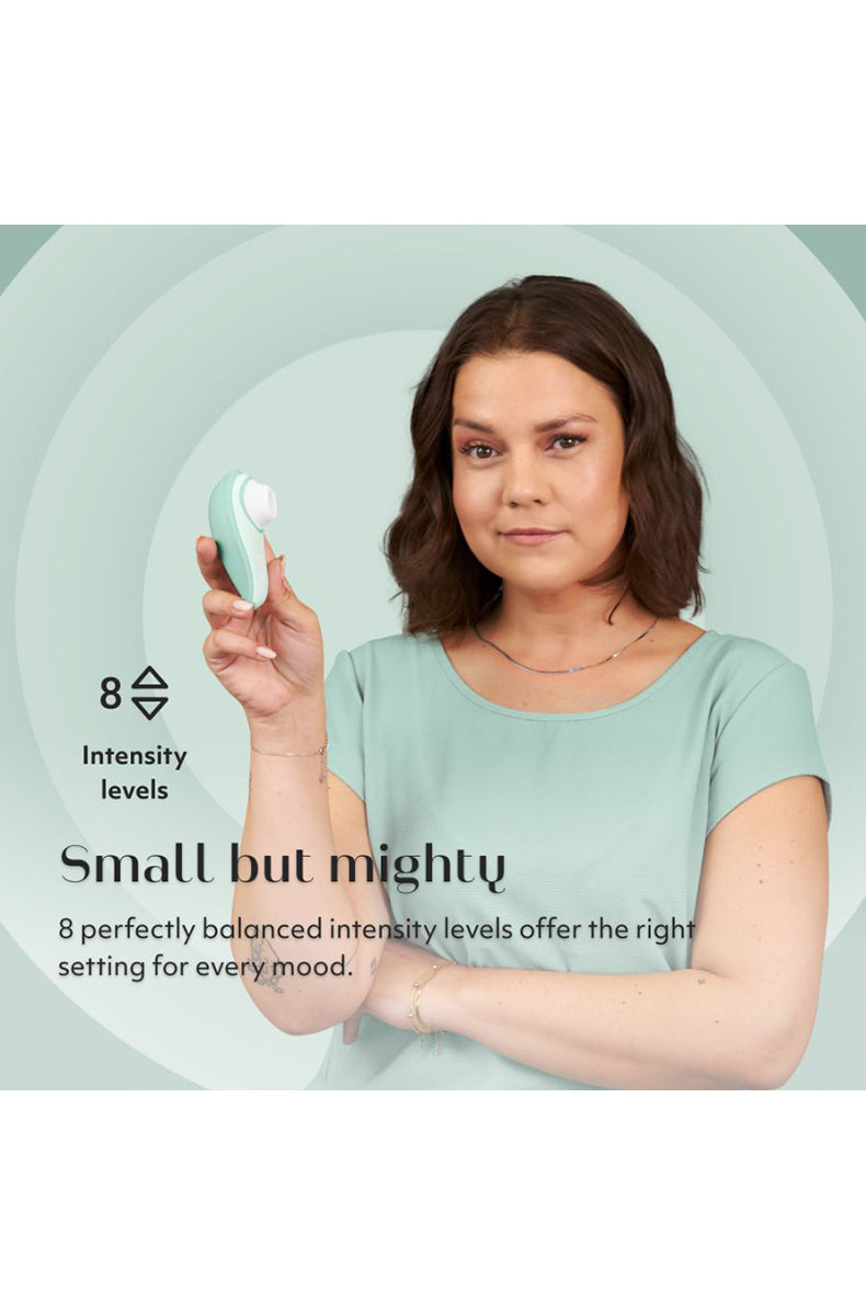 Sage Womanizer Liberty 2 shown next to its open magnetic-close hygienic travel case.