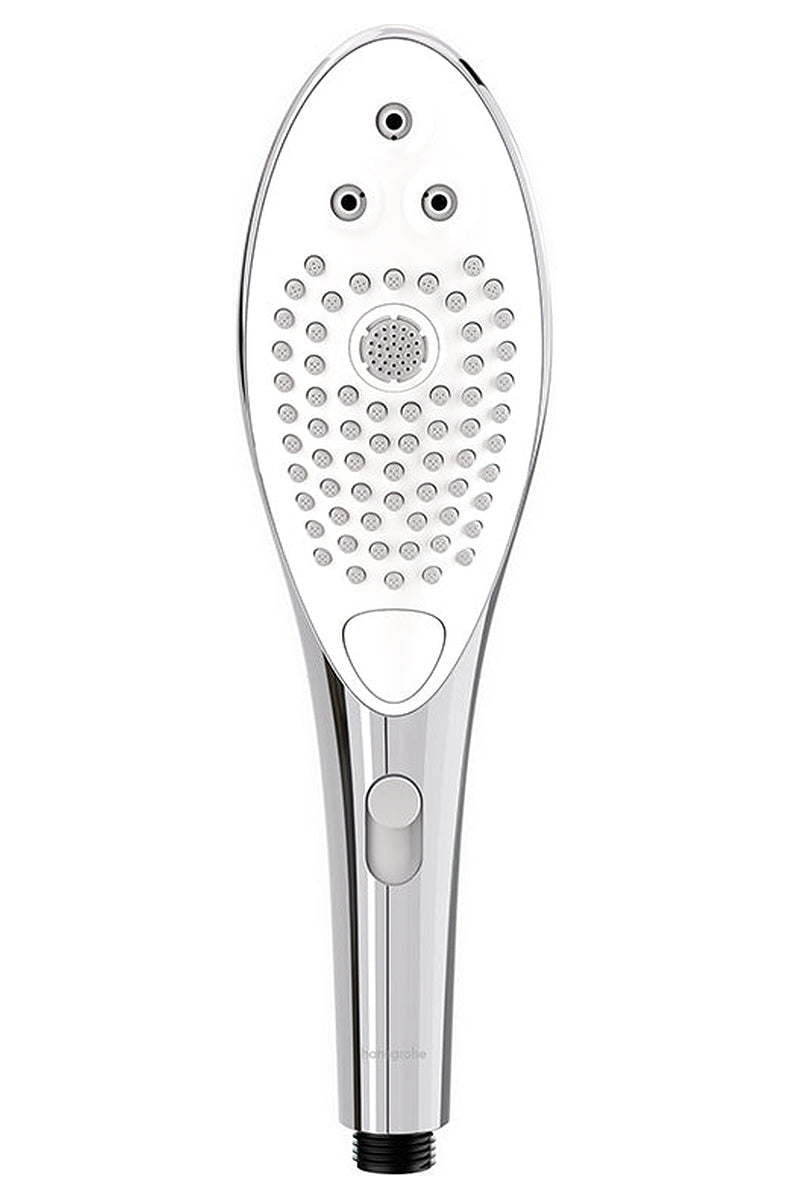 Womanizer Wave shower head clitoral massager in chrome, front view