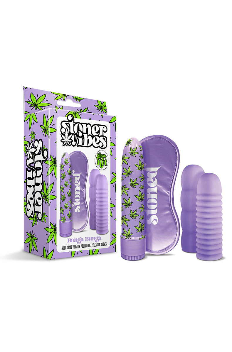 Additional view of weed vibrator purple kit, product photo on white background.