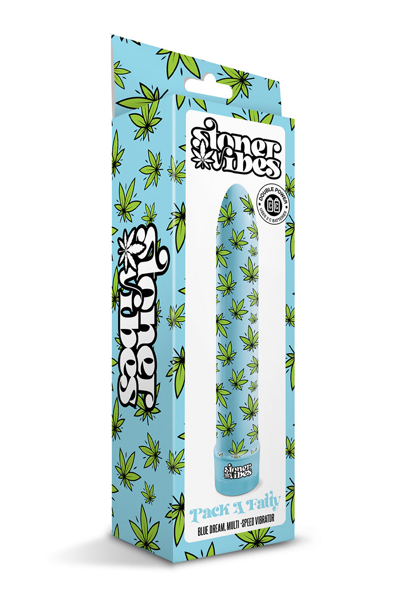 Stoner Vibes branded twist-dial base in light blue.