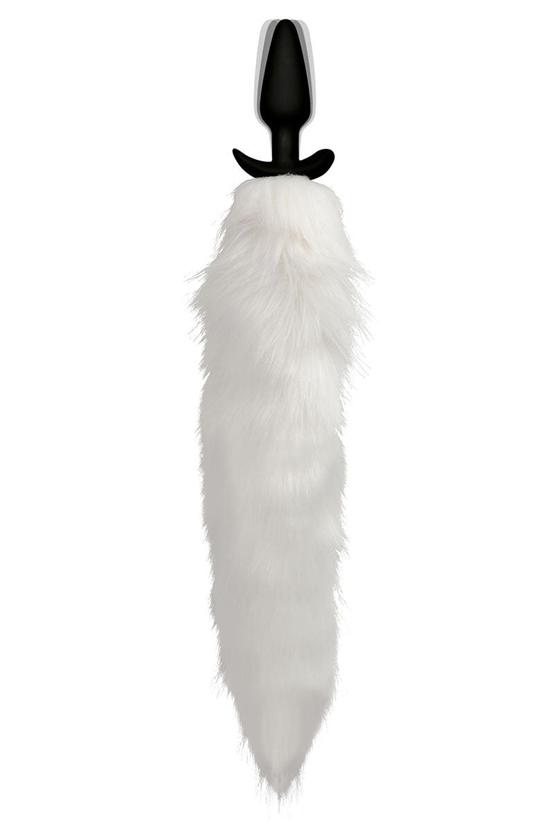 anal plug light up Vibrating White Fox Tail Butt Plug | Silicone Remote USB