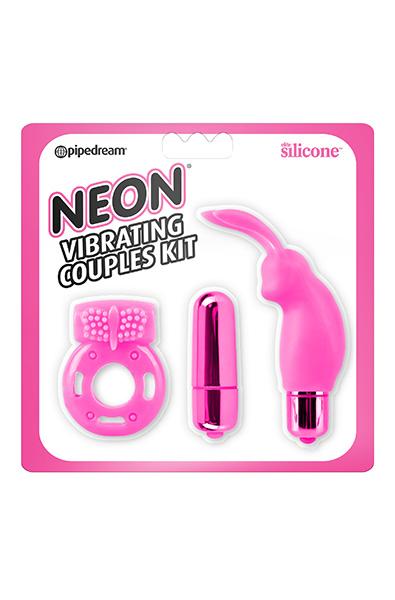 Neon Vibrating Couples Kit in Pink 