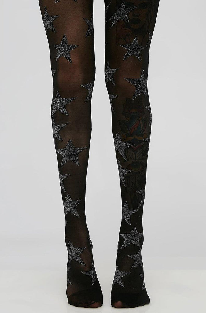 Sparkly Star Tights in Silver 