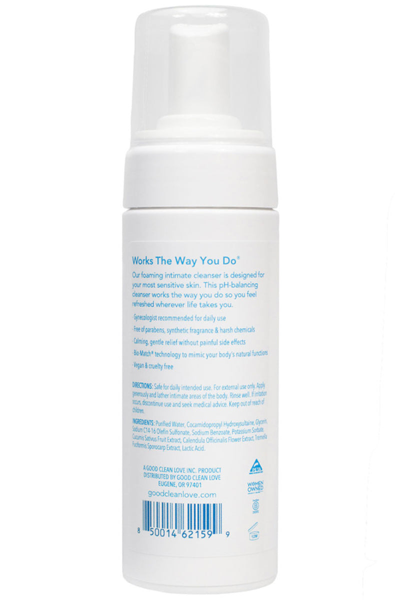 Second view of Good Clean Love Ultra Sensitive Foaming Feminine Wash 5 fl oz pump bottle in white.