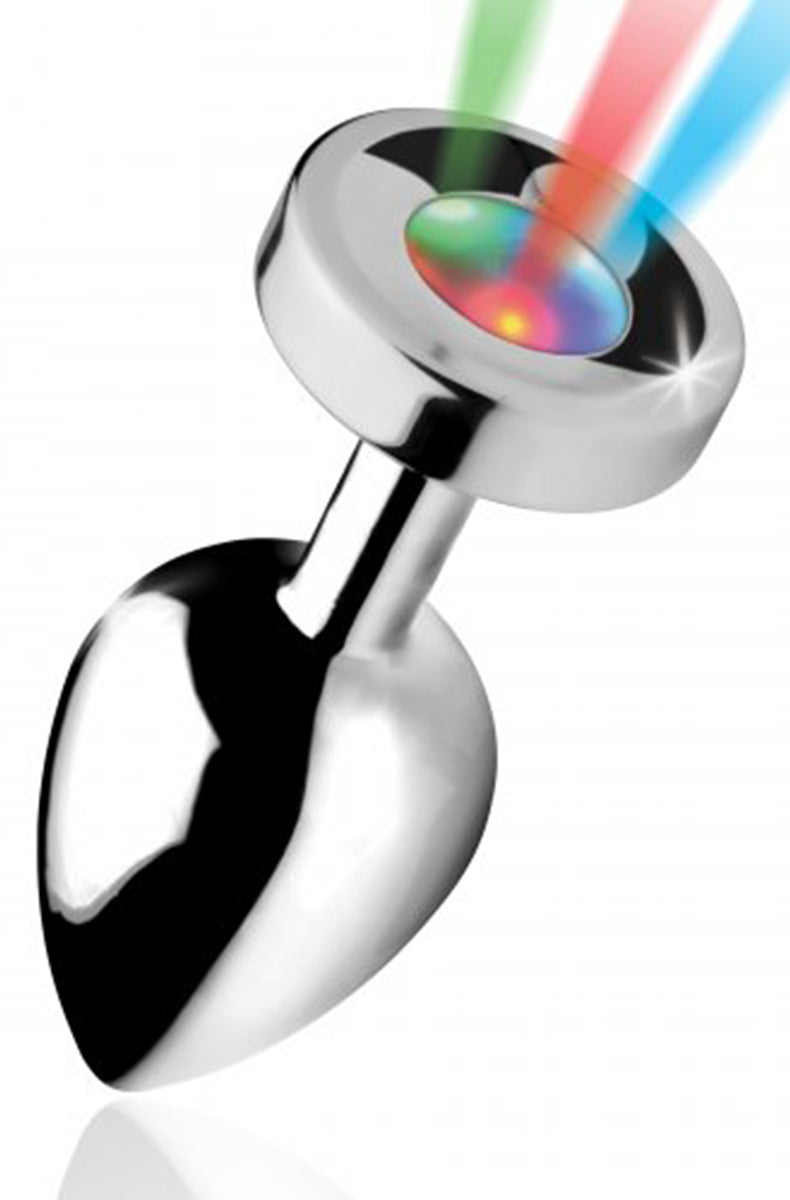 Light Up Large Anal Plug from another angle highlighting the polished aluminum-alloy finish.