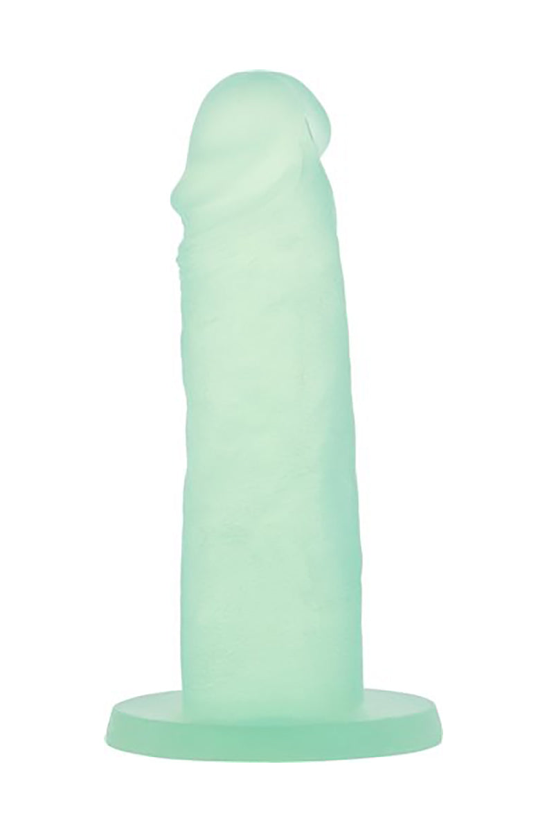Mint green Mint Mojito silicone dildo with realistic shape and round suction cup base
