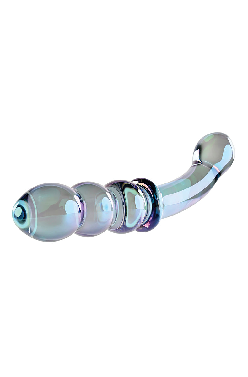 Luscious Galaxy glass wand close-up showing the triple-beaded tapered tip end.