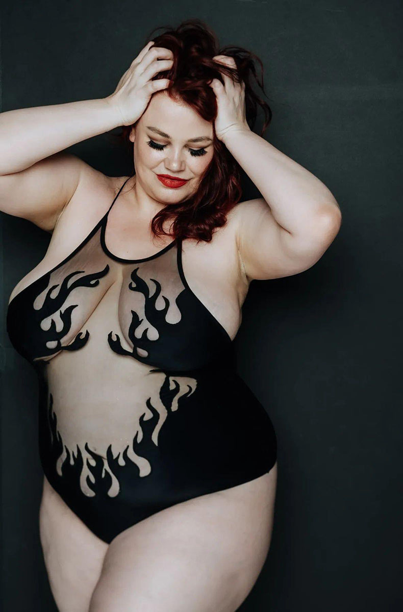 Thistle and Spire Smokin Mirrors sheer mesh flame bodysuit
