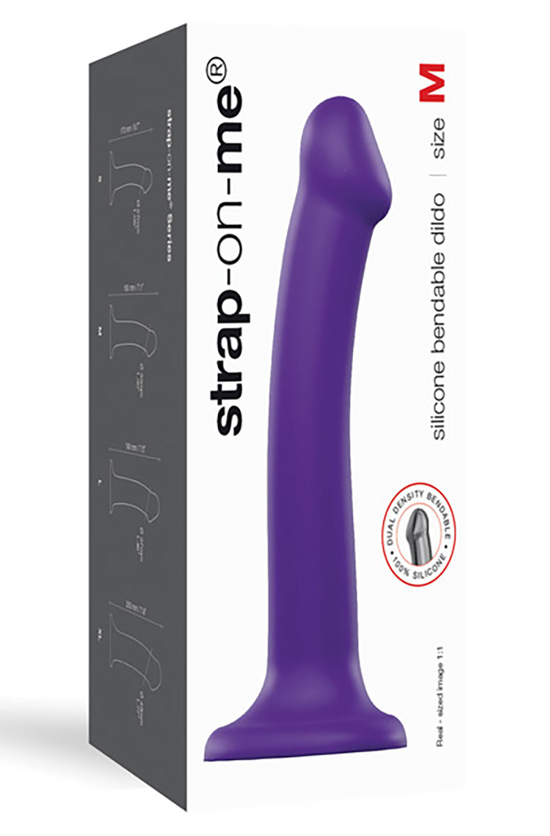 Alternate view of the purple bendable silicone dildo.