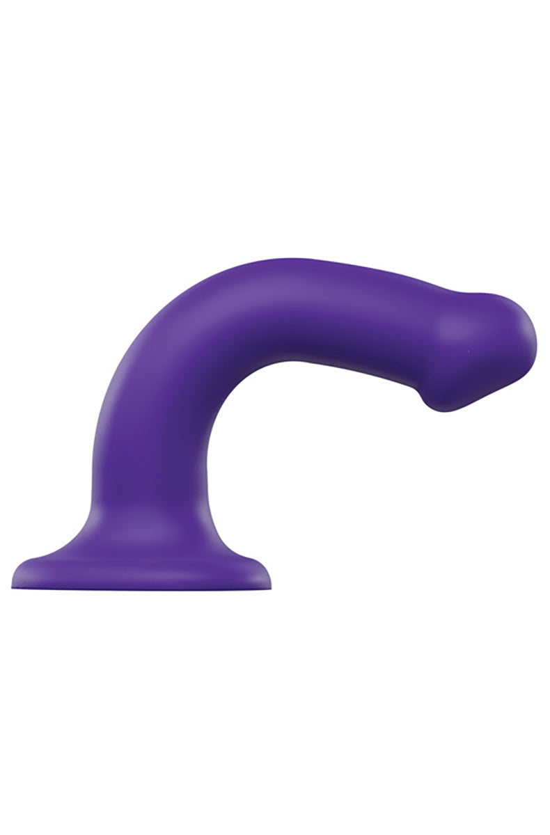 Alternate view of the purple bendable silicone dildo.