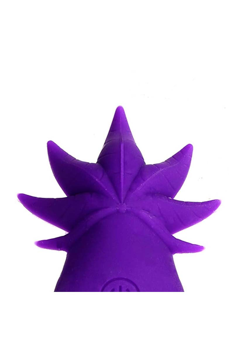 Purple silicone cannabis-leaf shaped Sativa panty vibrator, additional angle.