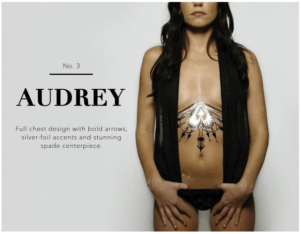Temporary Body Tattoo- Audrey - thewhiteunicorn