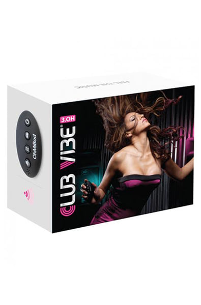 OhMiBod Club Vibe 3.OH wearable panty vibe set, side angle showing the slim curved silicone insert and remote control.