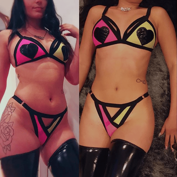 Bedroom Behavior Heart Breaker mesh color-block g-string