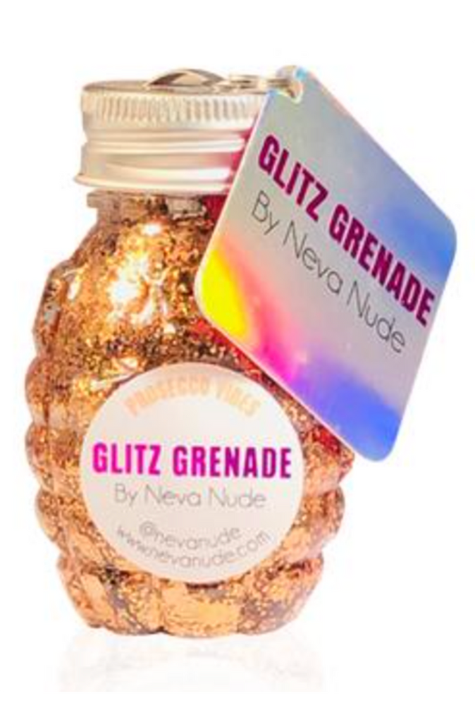 Aloe Gel Glitter Glitz Grenade Keychain in Prosecco Vibes