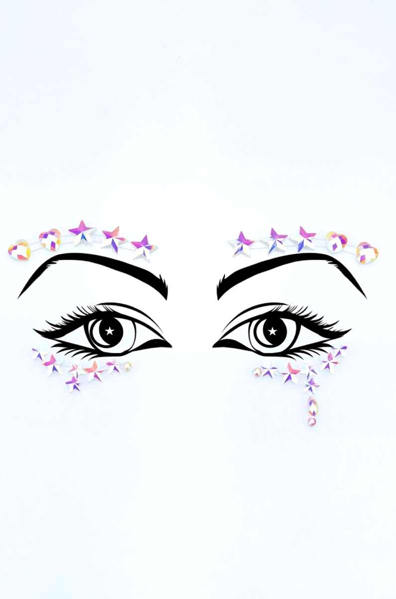 Lunautics Cosmic Crystals in Pixie face-jewel sticker on a white background, showing pixie-themed rhinestone layout.