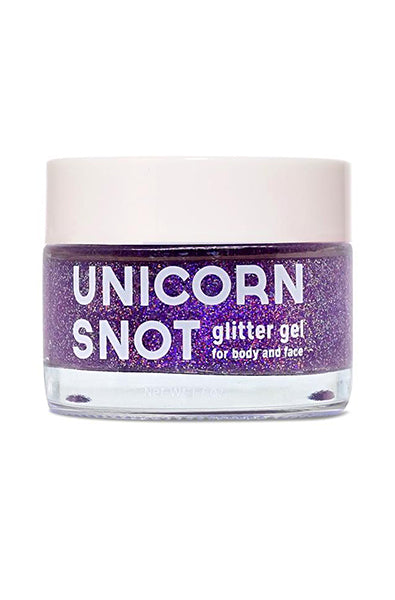 Unicorn Snot Glitter Gel in Purple tube with holographic packaging, on a white background.