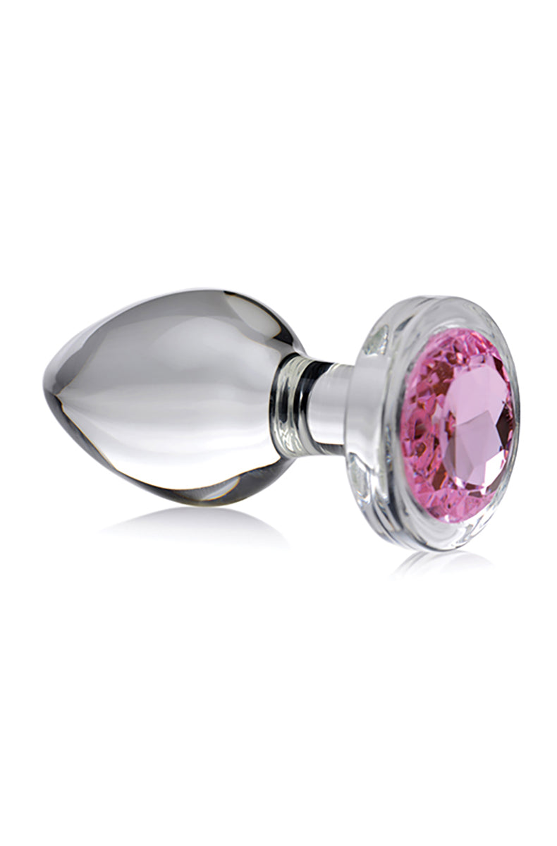 Large Glass Butt Plug | Pink Gem Base Body Safe | TWU Large Glass Butt Plug | Pink Gem Base Body Safe | TWU