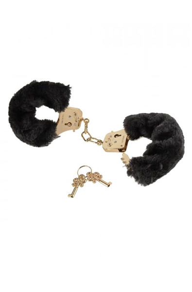 Deluxe Furry Cuffs in Black Gold - thewhiteunicorn