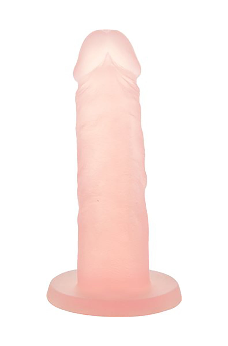 Peach Bellini Cocktails 5.5 in silicone dildo retail box back, listing 100 percent silicone, phthalate free, latex free.