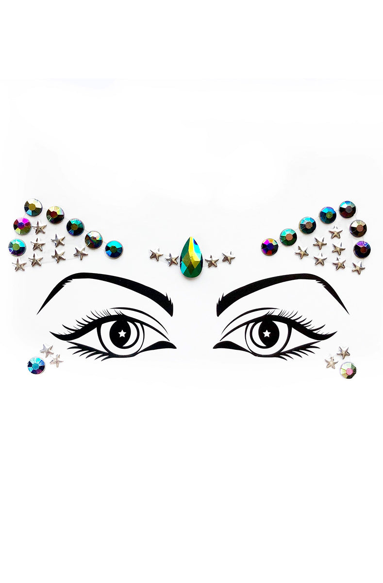 Lunautics Cosmic Crystals in Divinity face-jewel sticker on a white background, showing the rhinestone arrangement.