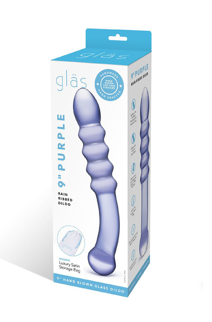 Purple Rain Ribbed Glass Dildo