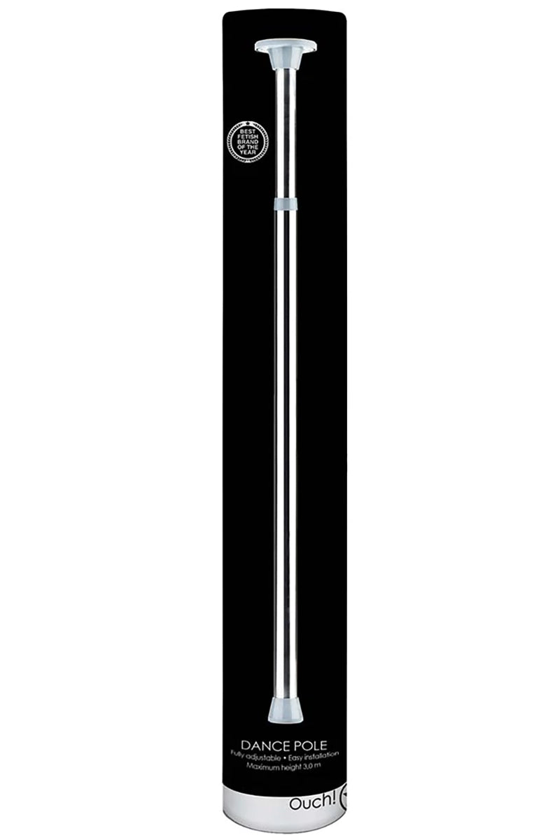 Lifestyle shot of the silver dance pole installed in a room, full floor to ceiling height.