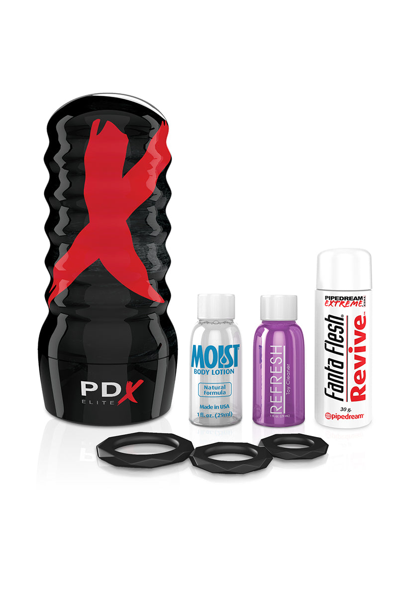 PDX Elite Air-Tight Pocket Pussy Stroker base detail with suction control vent.