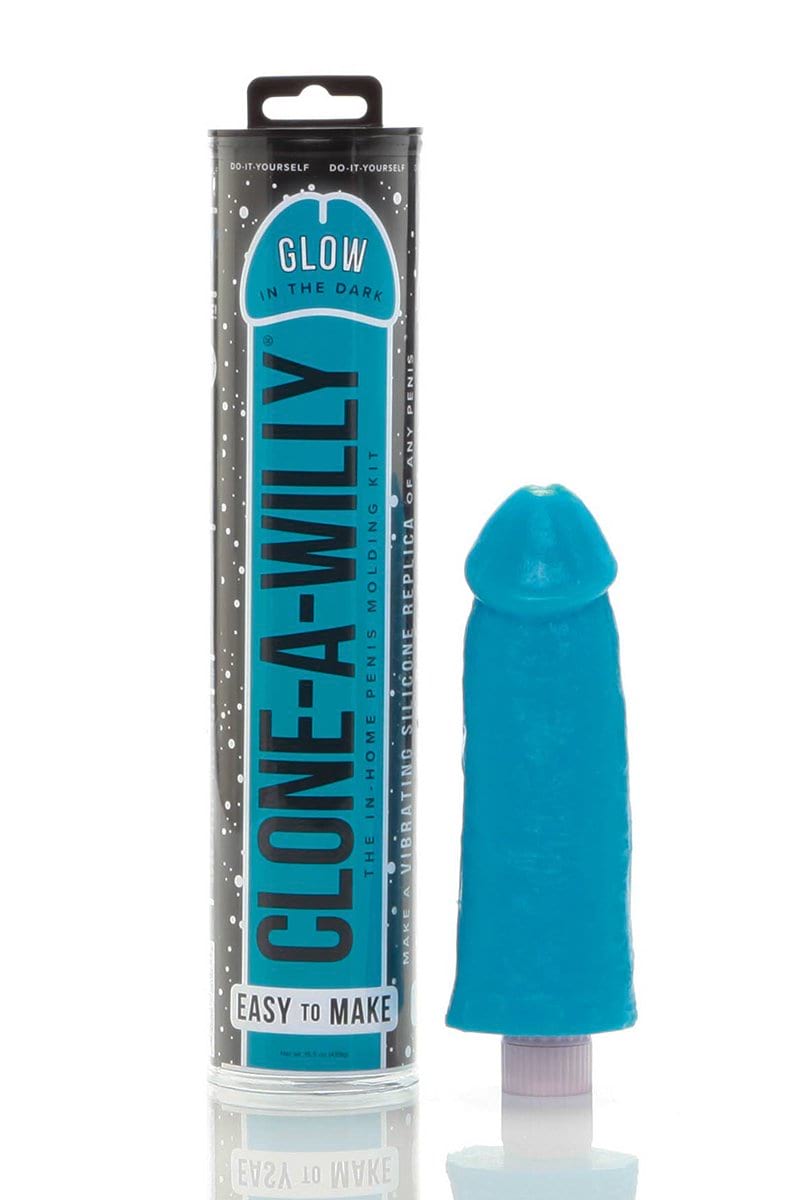 Clone A Willy Glow in the Dark packaging, front view of the in-home penis molding kit with do-it-yourself banner.